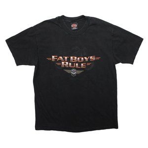 Vintage Harley Davidson Fat Boys Rule Black Short Sleeve Moto T Shirt Top sz L